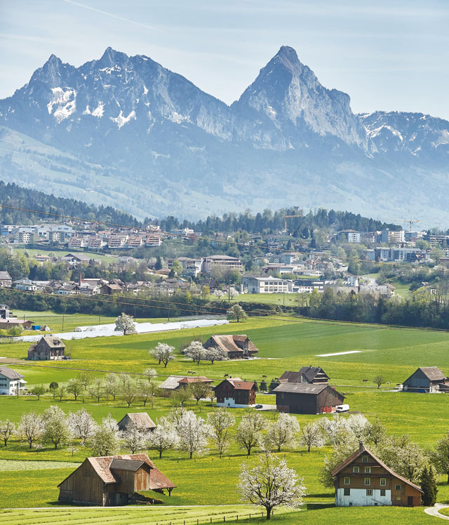 스위스 기차 여행의 묘미 중 하나는 차창 밖으로 펼쳐진평화롭고 서정적인 풍경을 감상하는 것이다