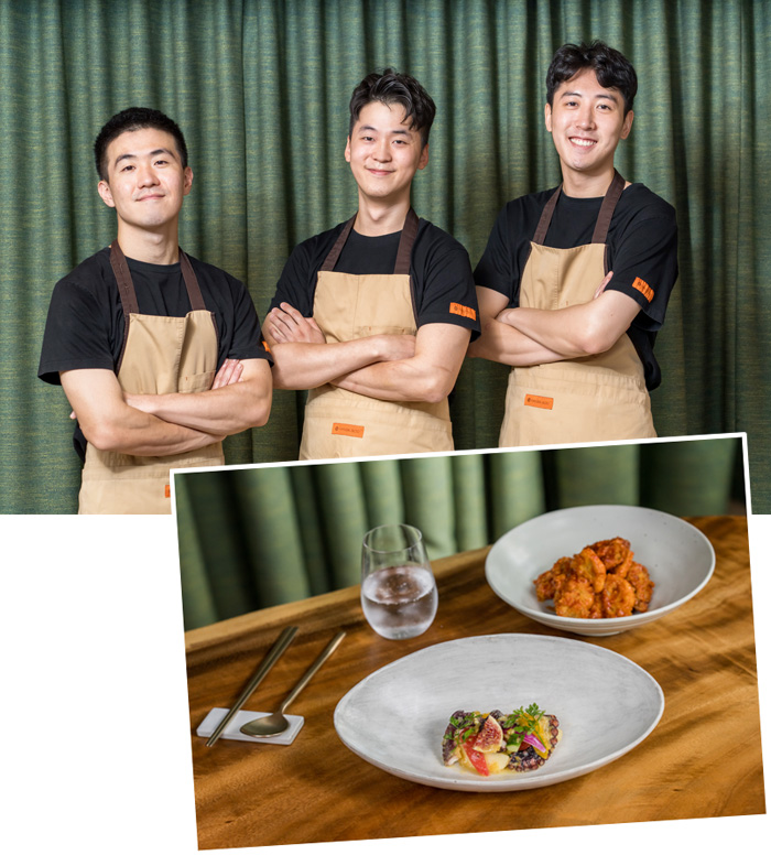 문어 냉채와 한국식 프라이드 치킨 by 레스토랑 밍글스 (한국) 와 한식구 (홍콩) 의 강민구 셰프팀