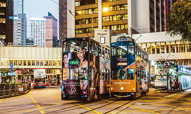 홍콩의 트램 시스템은 전 세계에서 유일하게 2층 전차로 운행된다